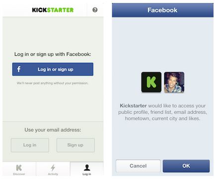 KickstarterLoginWithFacebook