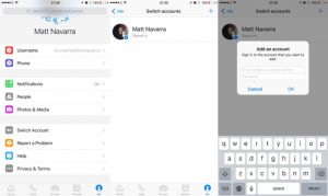 Messenger account switching