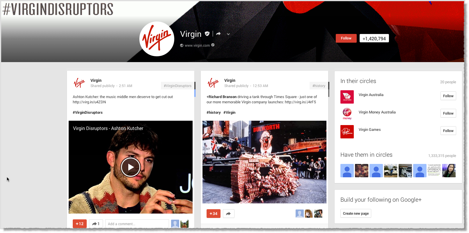 Virgin-Google+-page